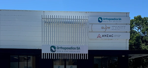 Ashford Hospital building exterior with Orthopaedics SA signage
