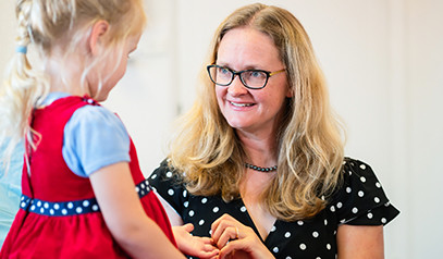 A/Prof Nicole Williams interacting with a paediatrics patient